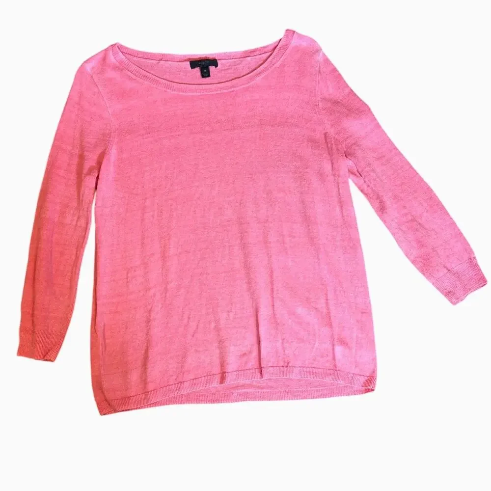 J.Crew Women's Pink 100% Linen Lightweight Knit Sweater Size XS Oversized